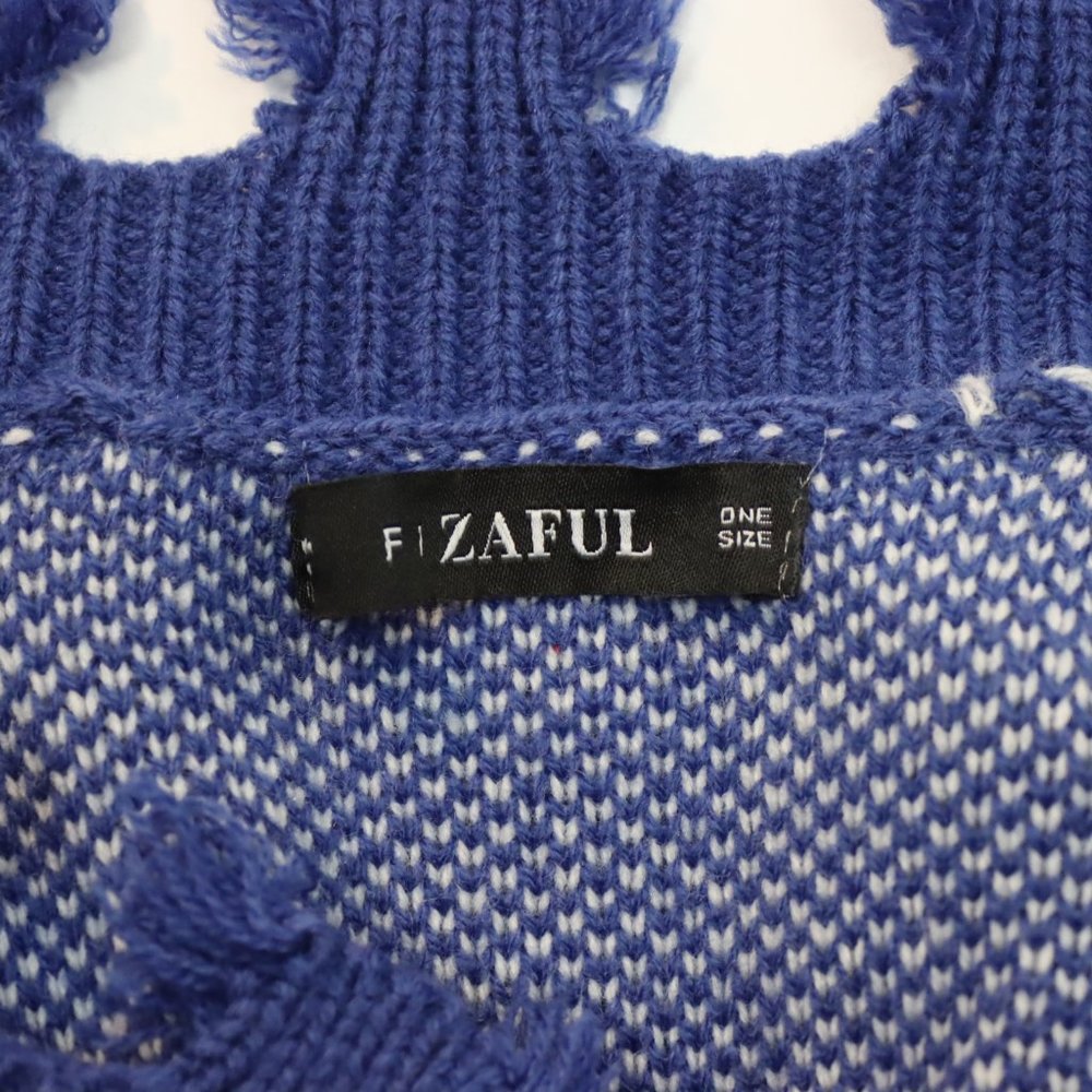 Zaful Womens OS One Size Star Crop Frayed Distressed Sweater - Picture 4 of 4